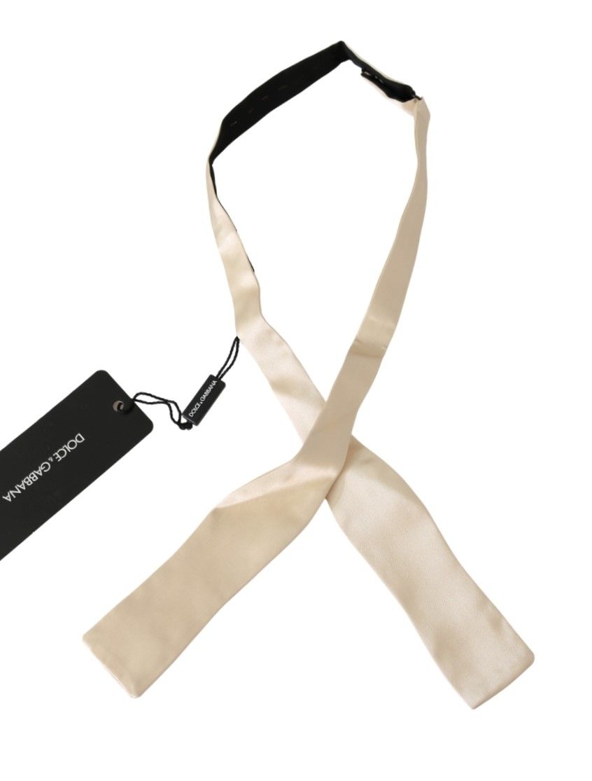 Beige Seide Verstellbare Schmale Krawatte