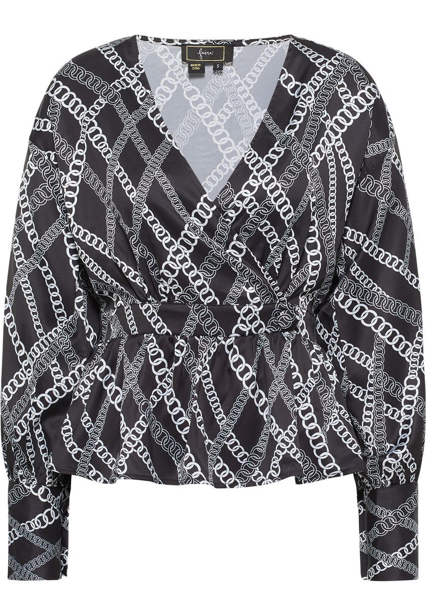 Bluse mit Kettenmuster und V-Ausschnitt