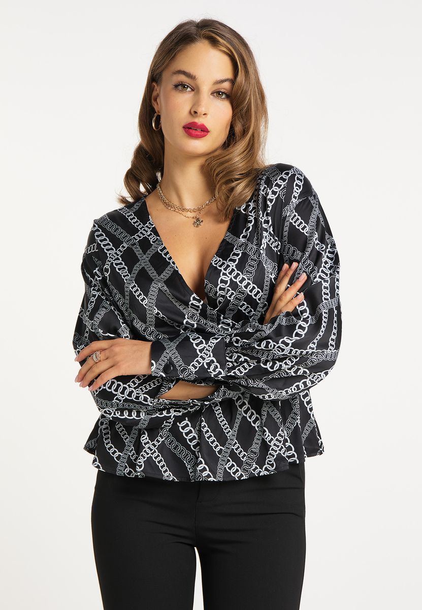 Schößchen-Bluse mit Kettenmuster
