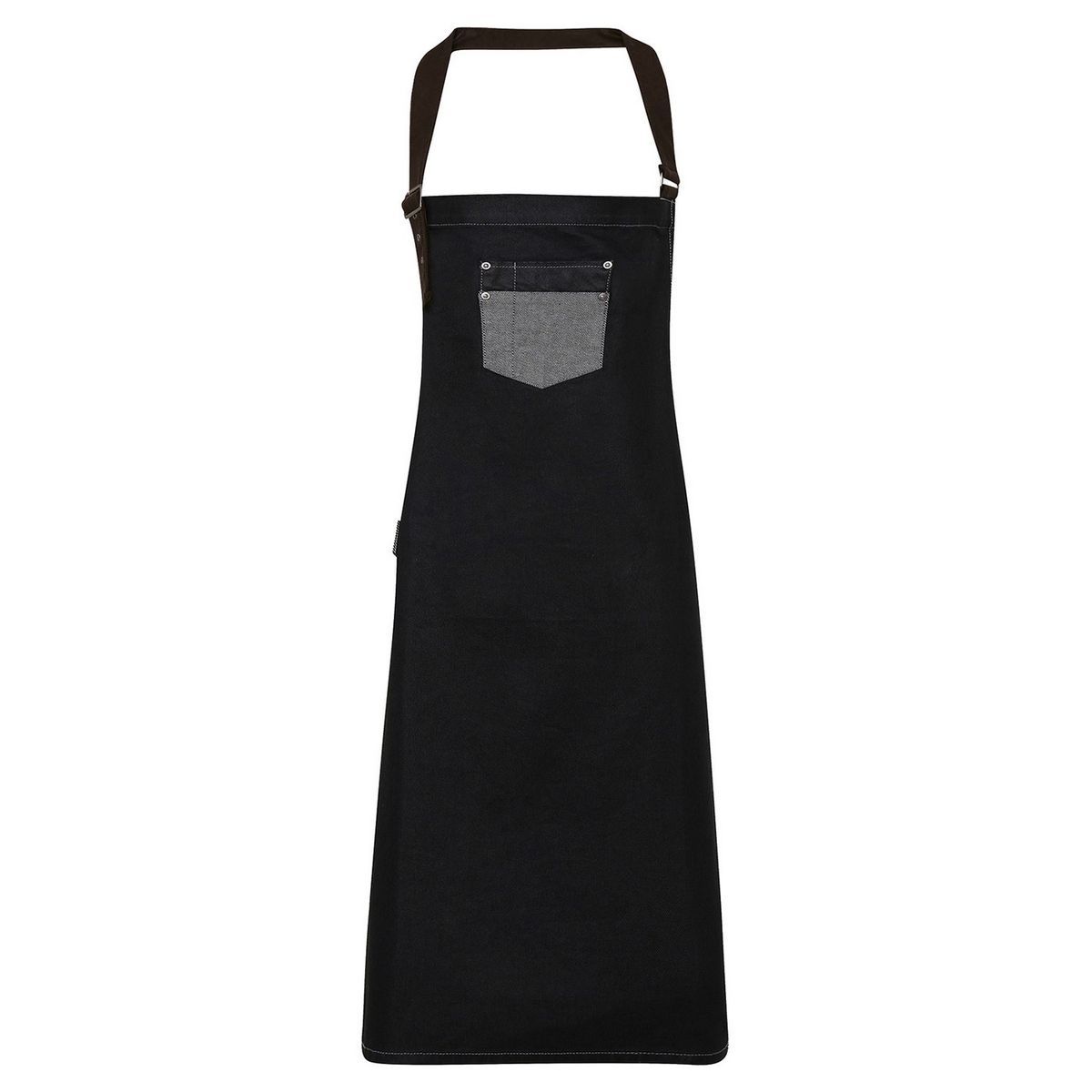 Schwarze Denim-Lätzchenschürze mit Tasche