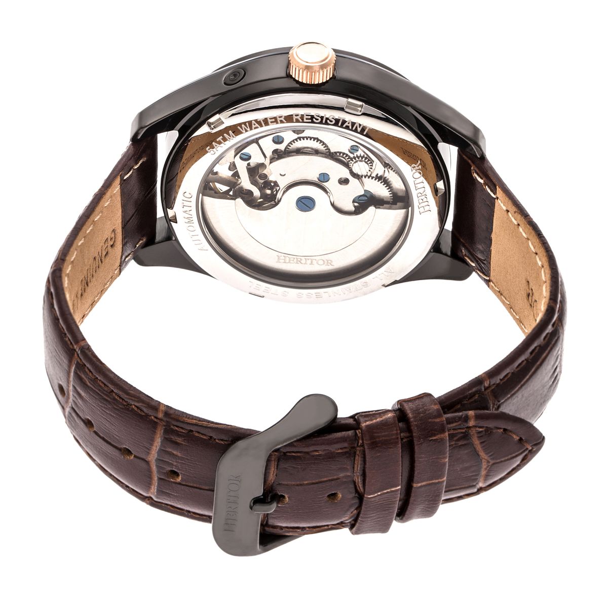 Semi-Skelett Automatik-Armbanduhr aus Leder