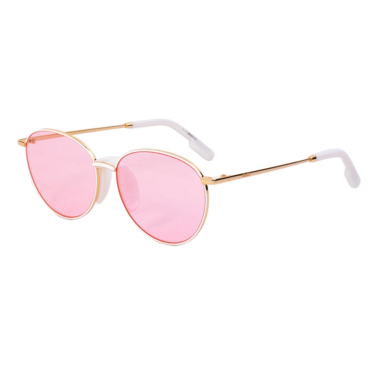 Sonnenbrille mit runden Rahmen und rosa Gläsern