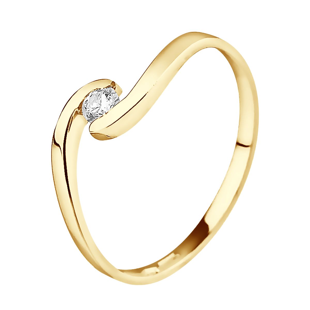 Eleganter geschwungener Diamant-Solitär-Ring