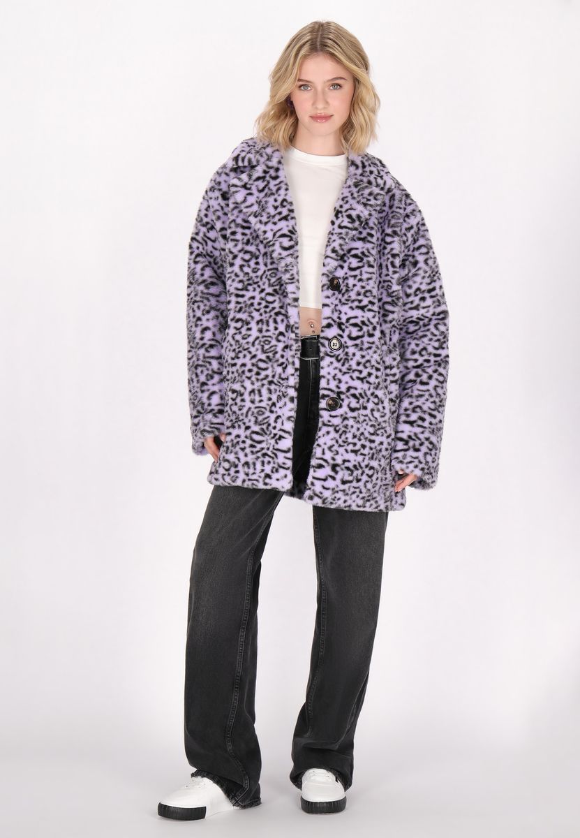 Leoparden-Faux-Fur-Mantel