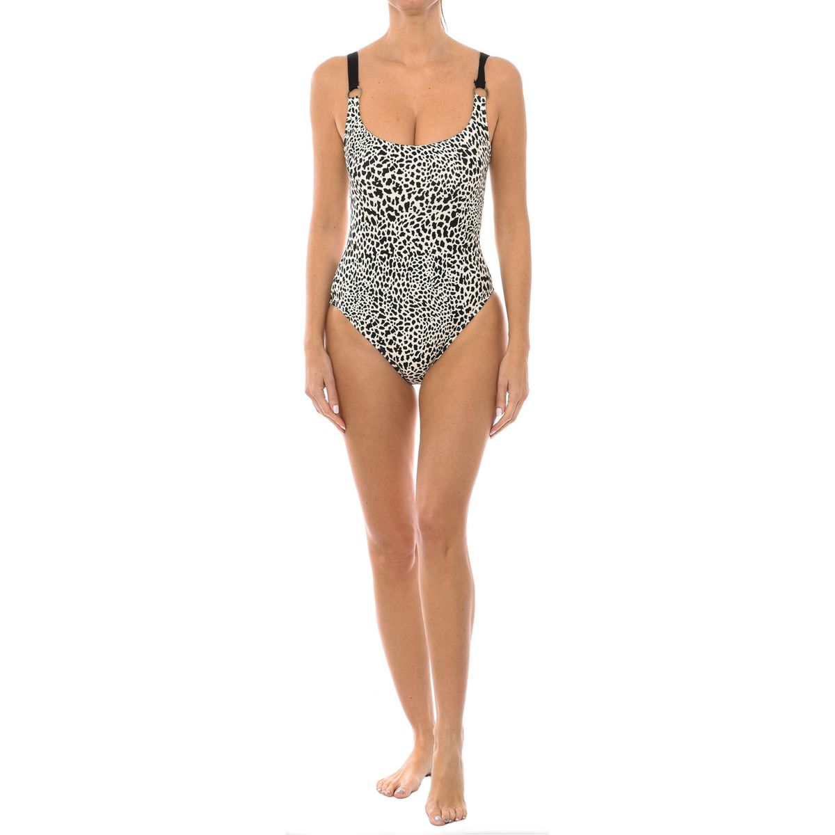 Badeanzug mit Animal-Print und U-Ausschnitt