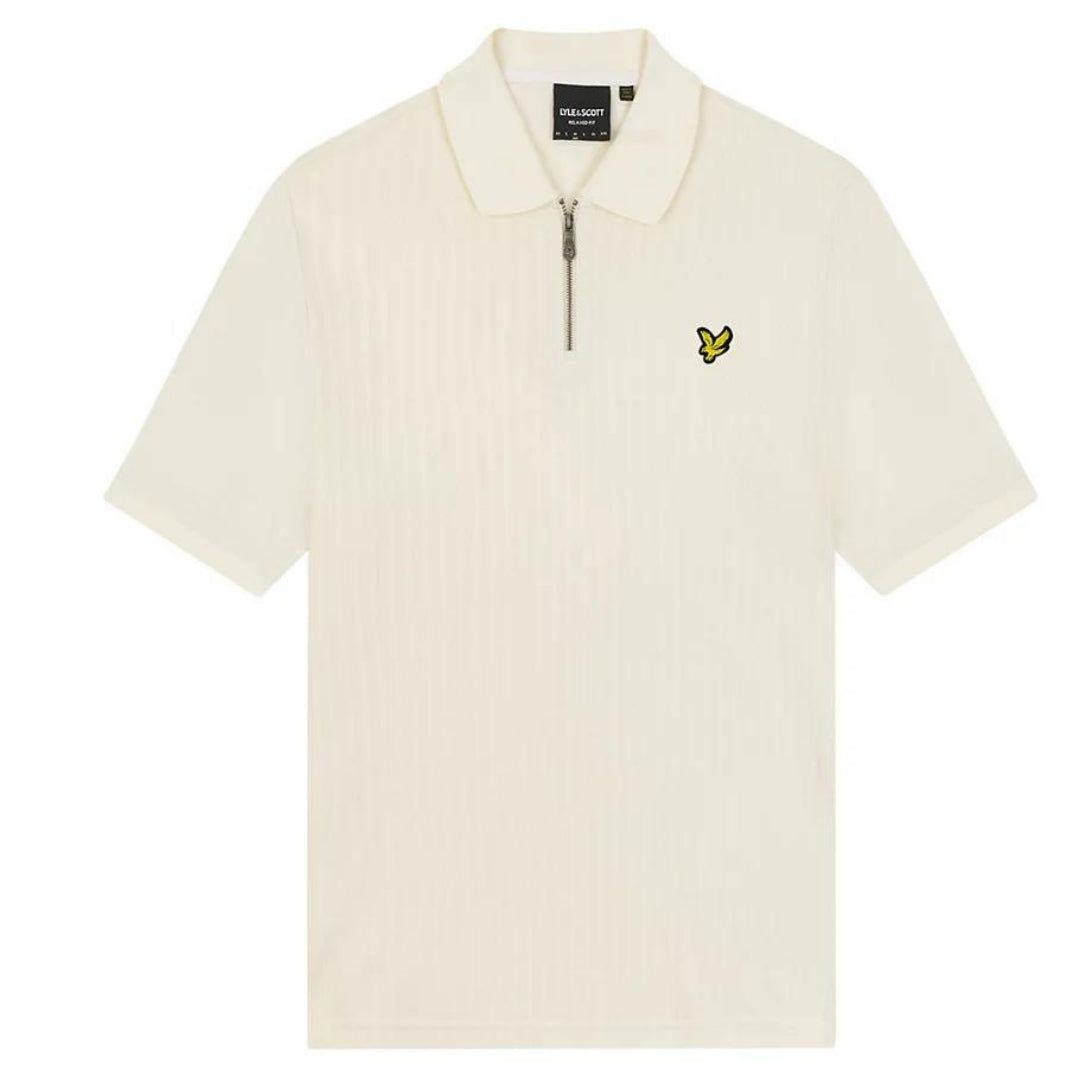 Strukturiertes, gestreiftes Poloshirt mit Reißverschluss