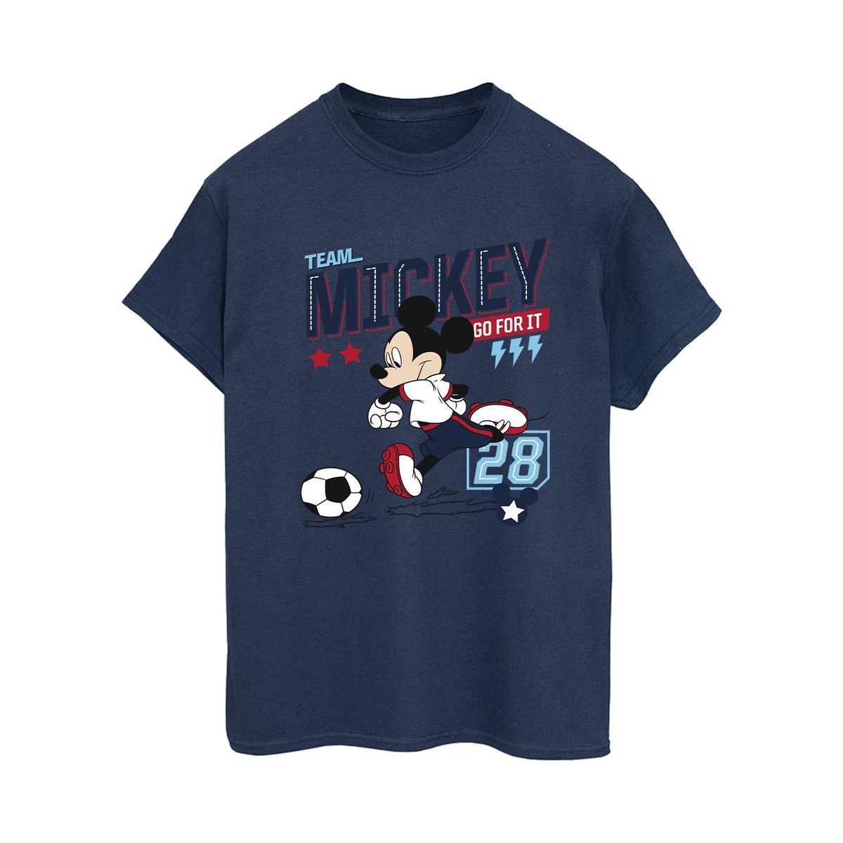Disney - "Mickey Mouse Team Mickey Football" T-Shirt für Damen (Marineblau)