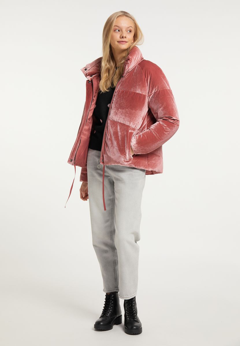 Breit gesteppte Samt-Pufferjacke