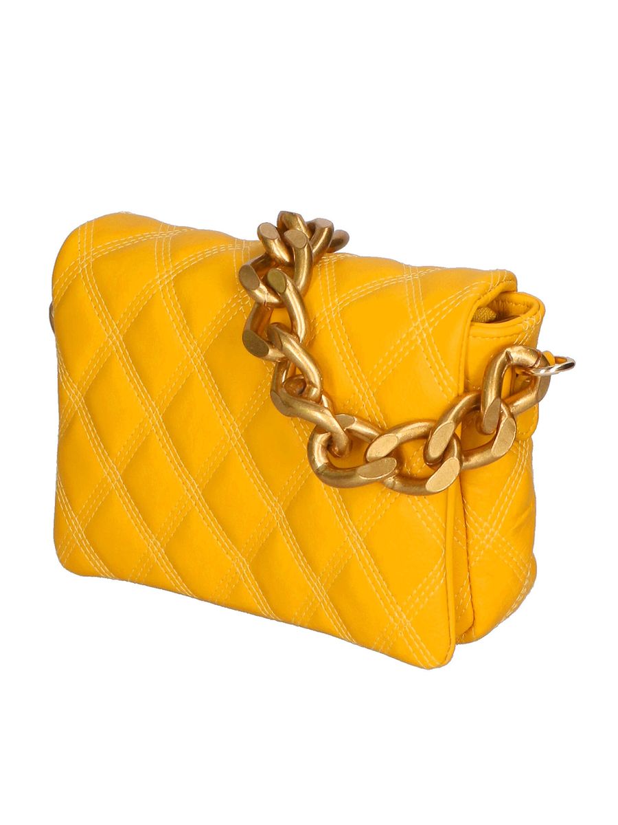 Gesteppte Lederhandtasche mit Kette