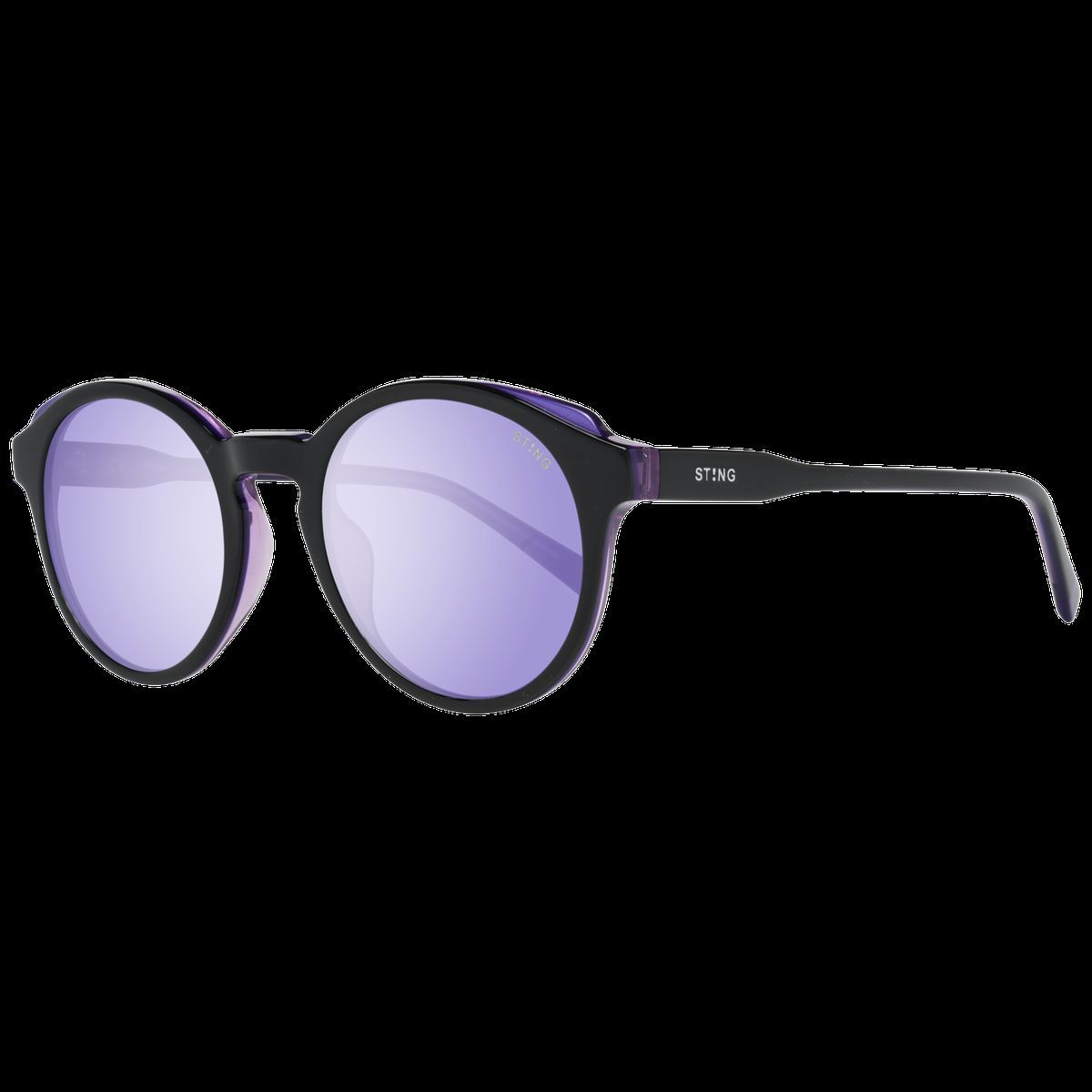Sonnenbrille mit runden Rahmen und violetten Gläsern