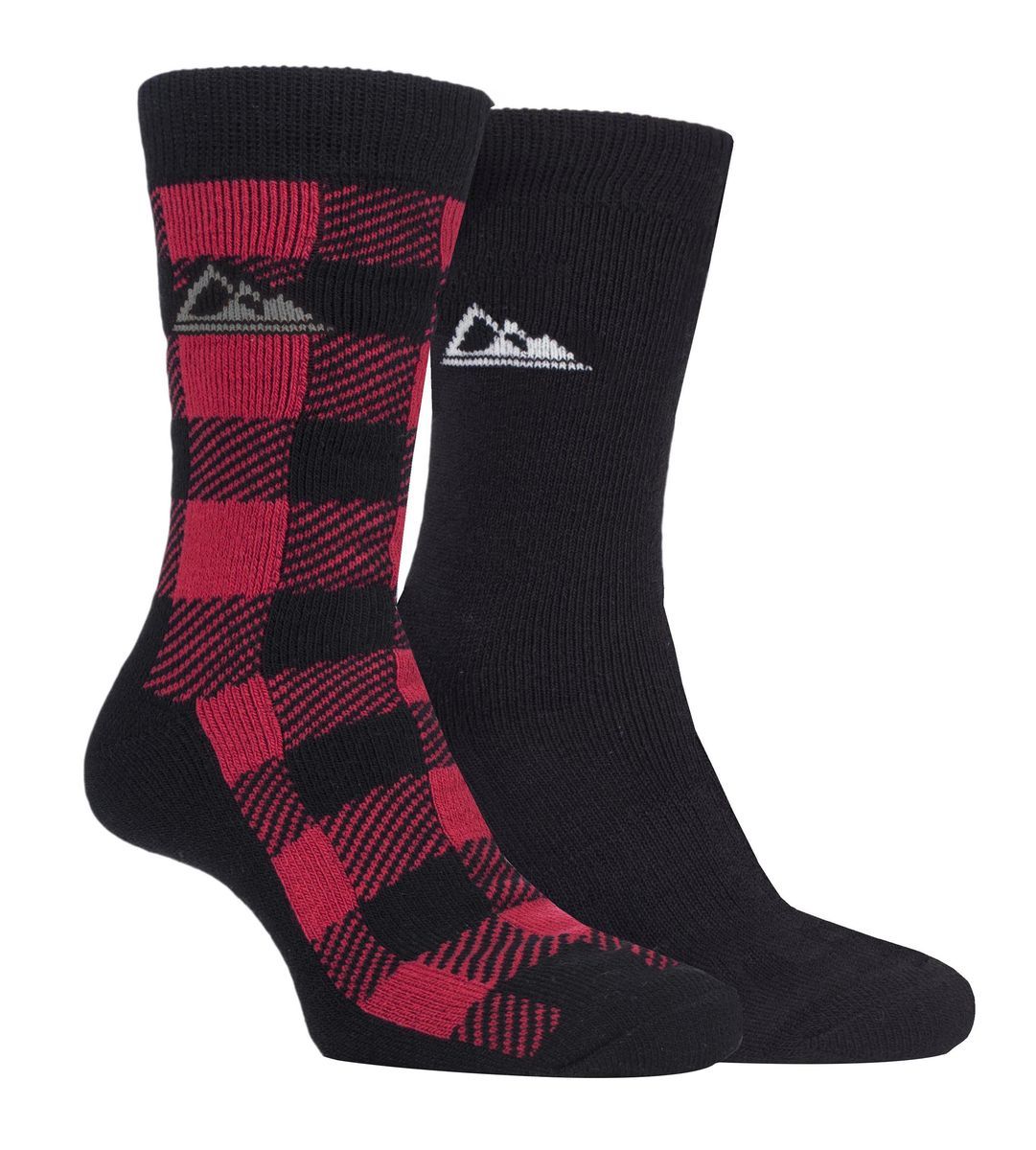 Storm Bloc - 2 Paar Herren dicke gepolsterte gemusterte Winter warme thermische Stiefel Socken für Wandern - SBMS037BLK