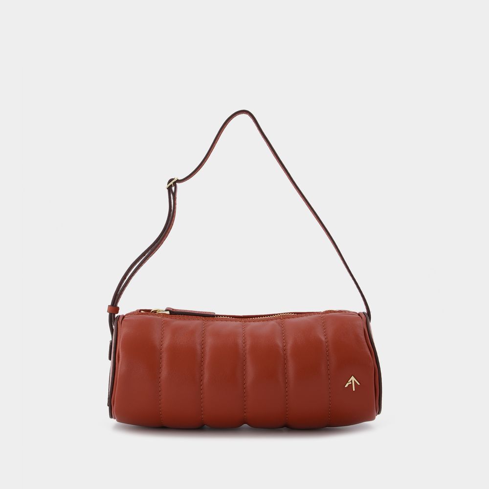 Gepolsterte Zylinder-Schultertasche aus Leder