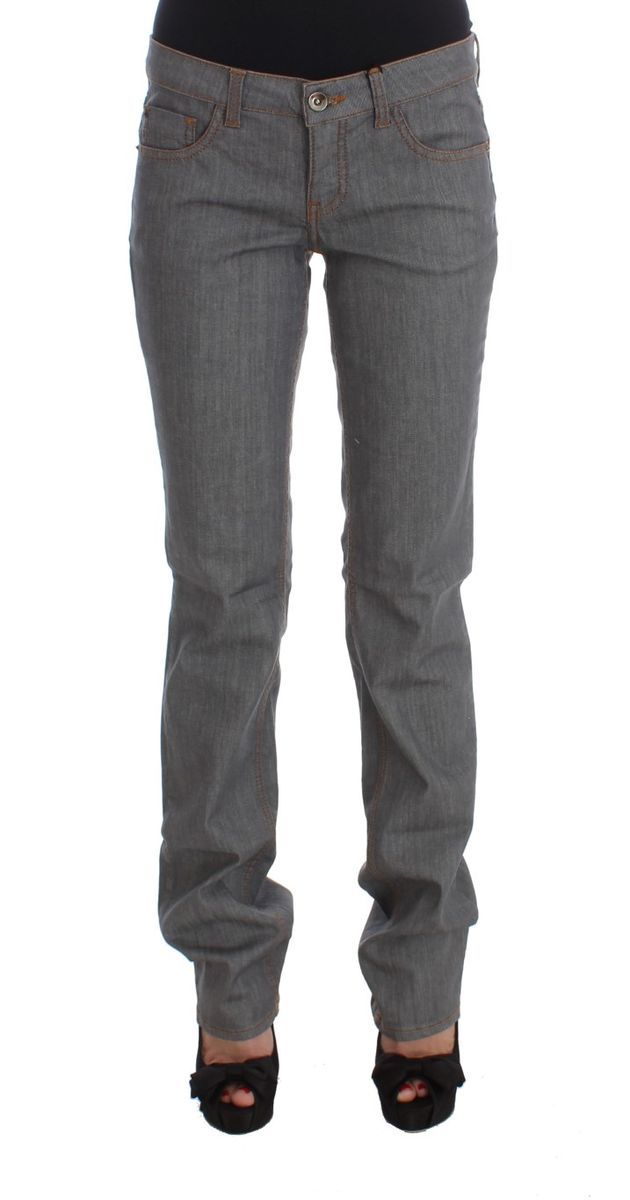 Graue Damenjeans mit regulärer Passform
