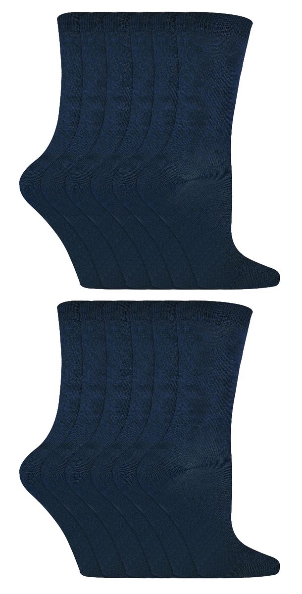 12 Paar Multipack Kinder Bambus Socken | Sock Snob | Childrens Plain Socks | Ideal Schule Socken für den Sommer für Mädchen & Jungen - Navy
