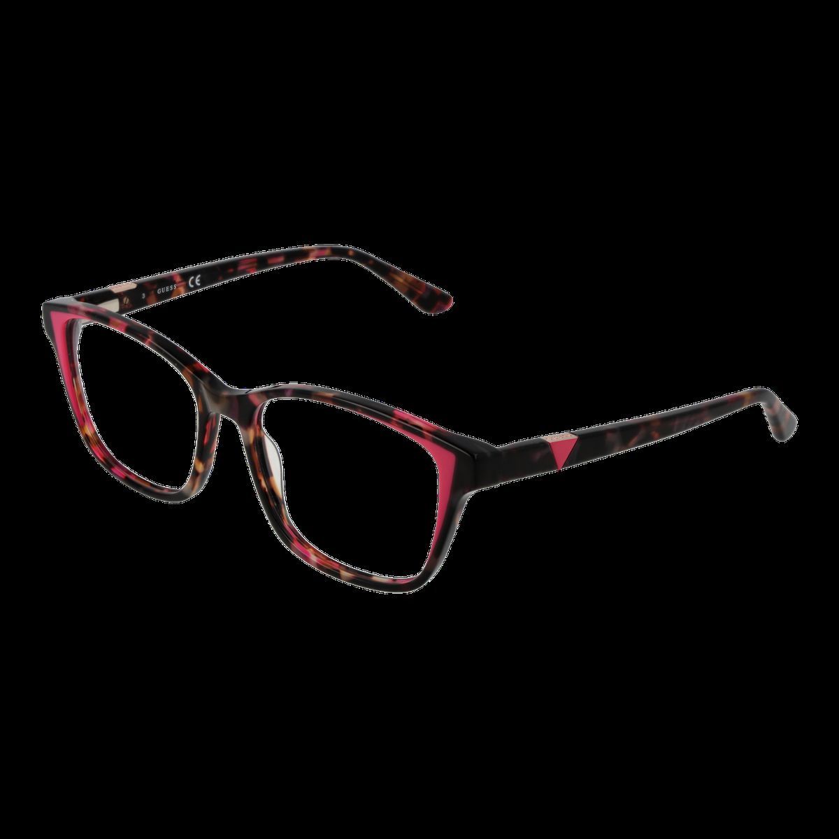 Rechteckige Schildpatt-Brille mit Rosa
