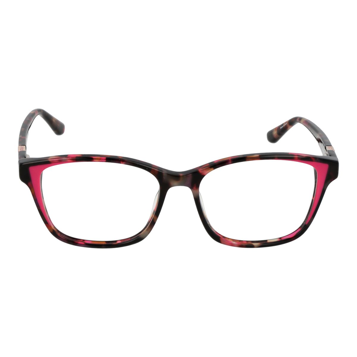 Rechteckige Schildpatt-Brille mit Rosa
