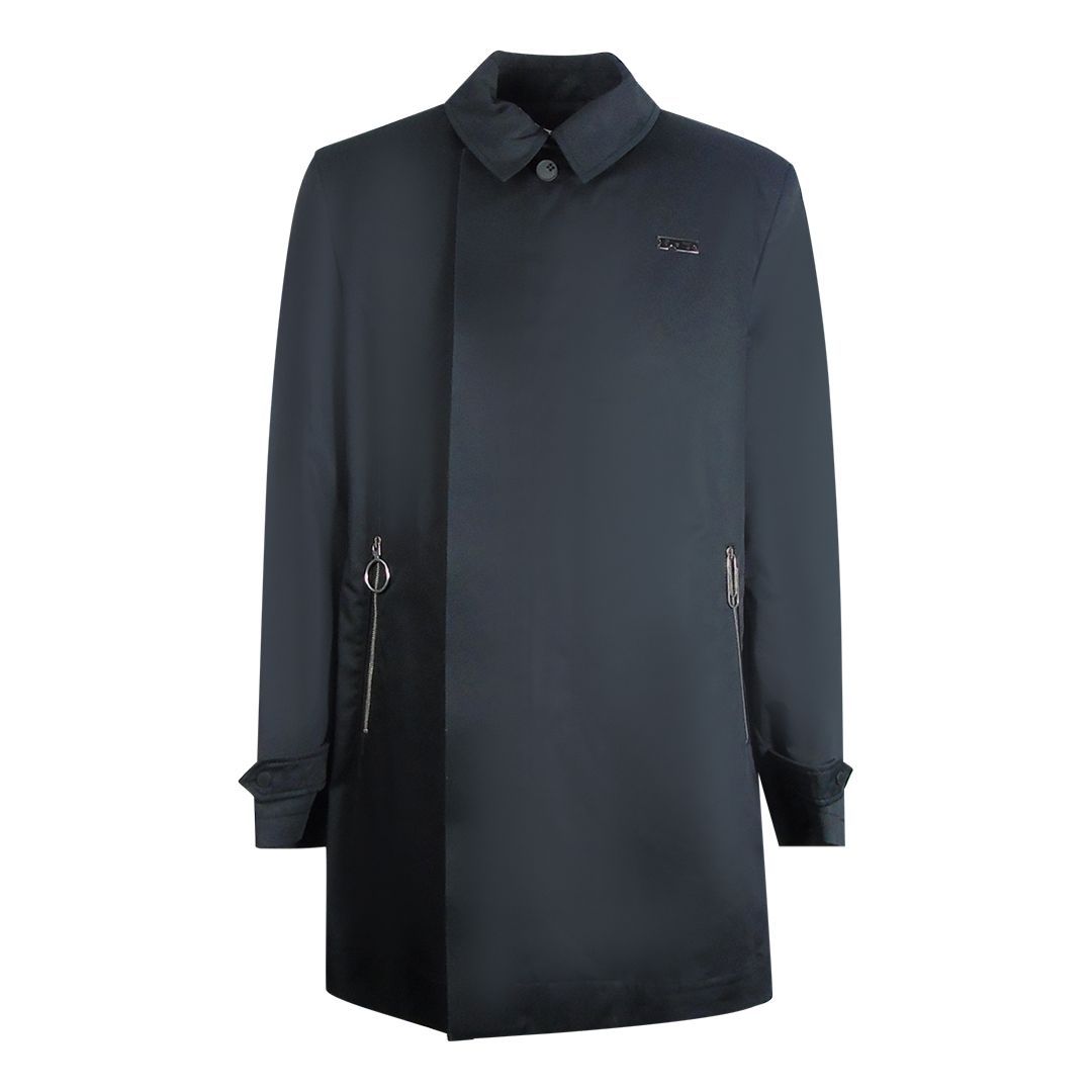 Moderner schlanker schwarzer Mac Mantel