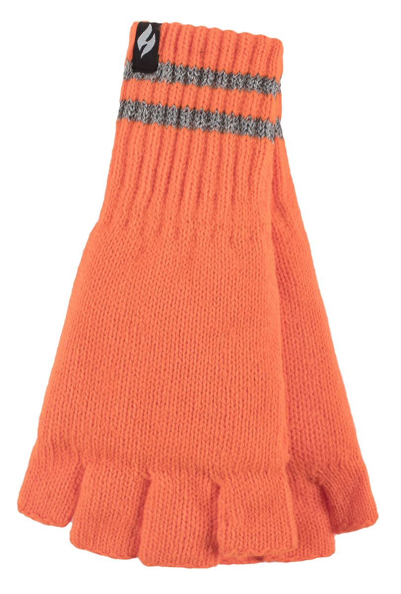 Herren gestrickt fingerlose reflektierende Handschuhe für den Winter | Wärmehalter | Thermal Hi Viz Arbeitshandschuhe - Orange