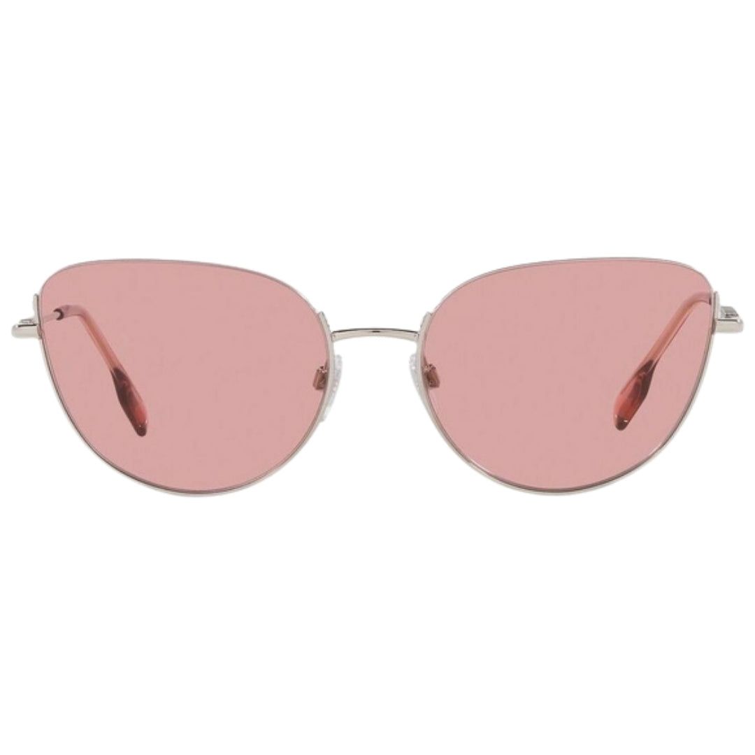 Silberne Cat-Eye Sonnenbrille mit rosa Gläsern