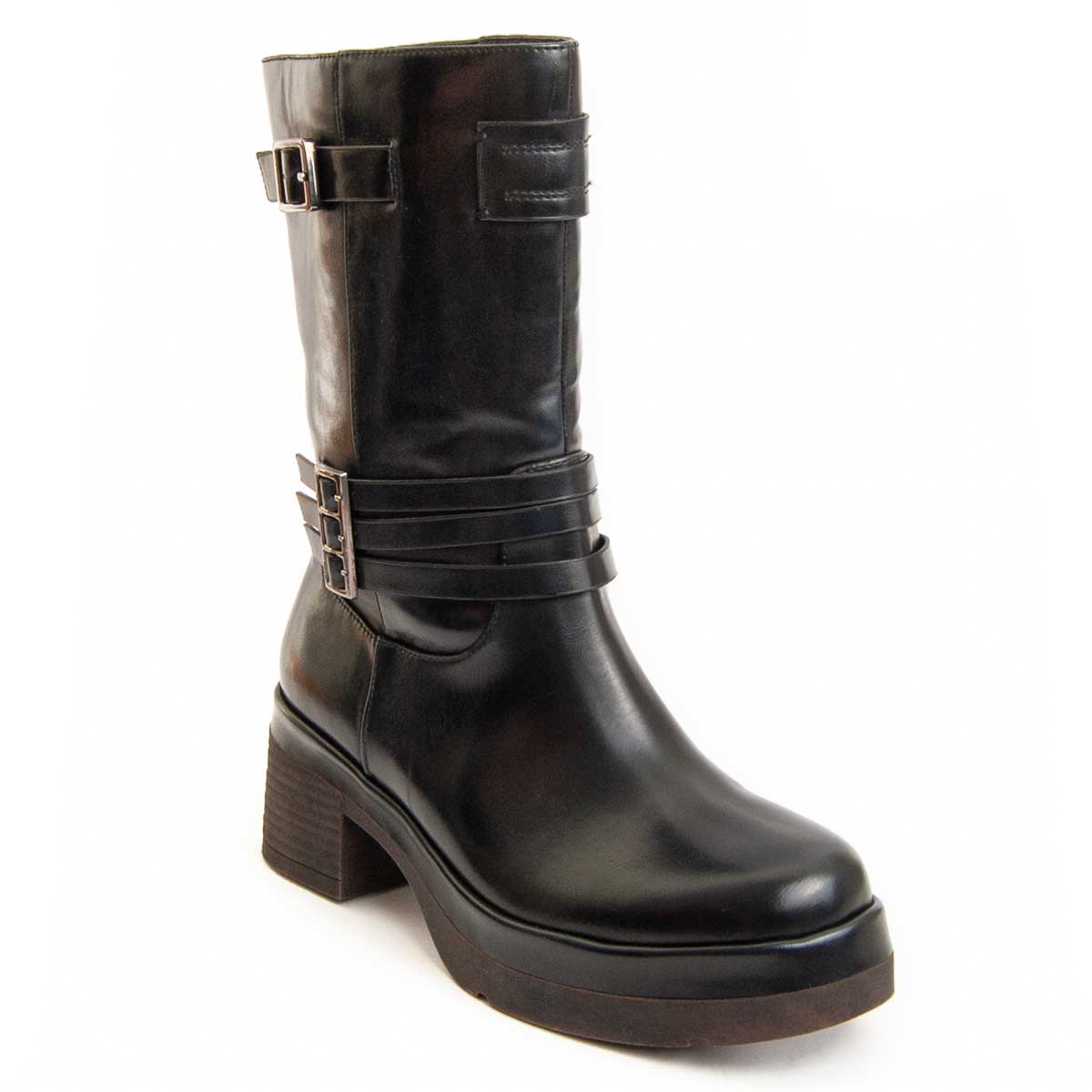 Lederstiefeletten mit Schnallendetails