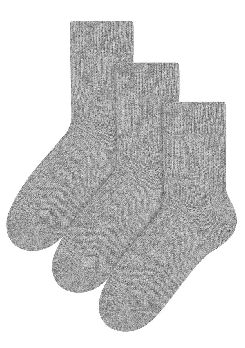 3 Paar Herren Wollsocken | Steven | Winter Leichtgewichtige Warme Stiefel Socken - Hellgrau