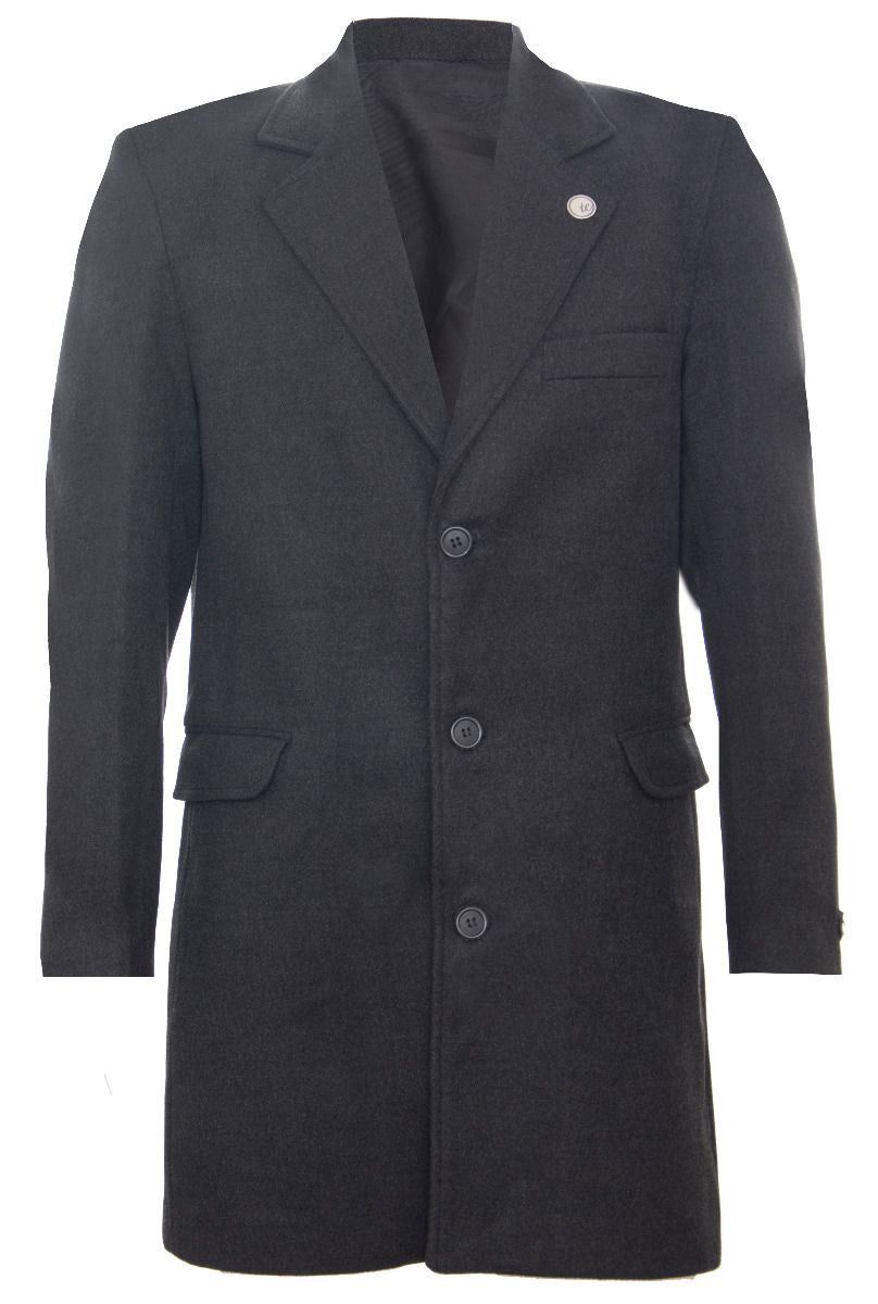 Herren Slim Fit Wollmantel