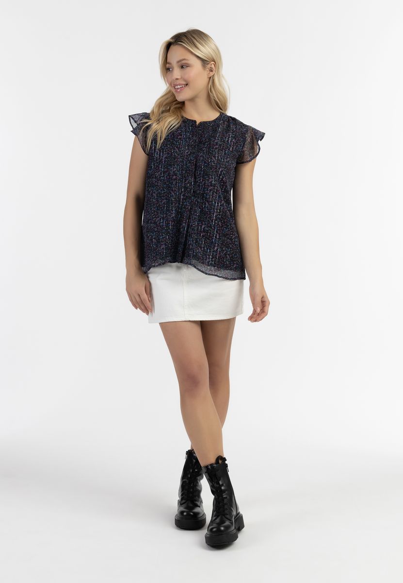 Blumendruck-Bluse mit Rüschendetails