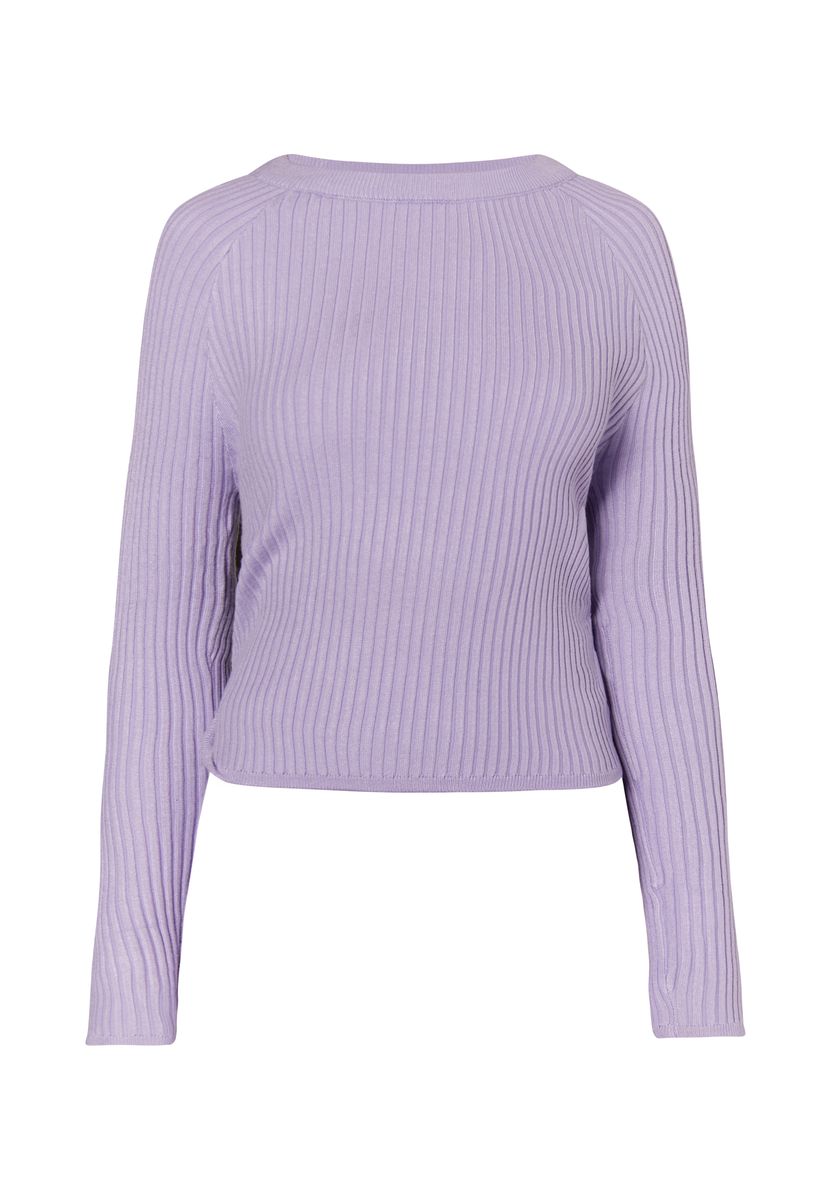 Gerippter Kurz Strickpullover