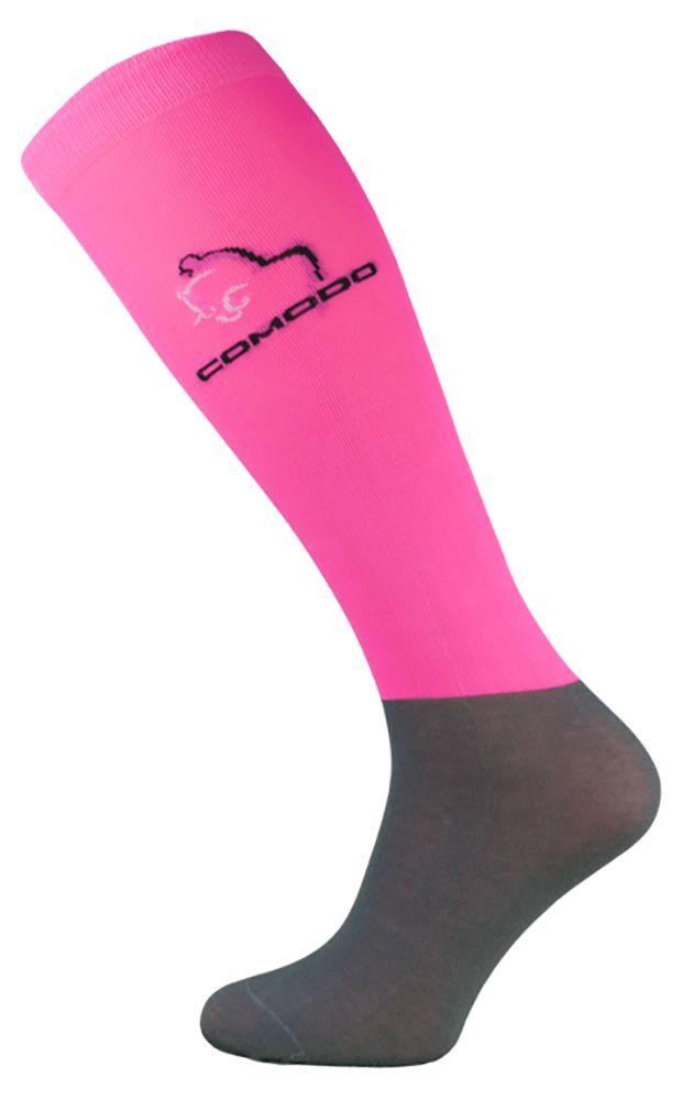 COMODO - Femme Chaussettes Equitation | Chaussettes Hautes Longues pour Eté - Rose Néon