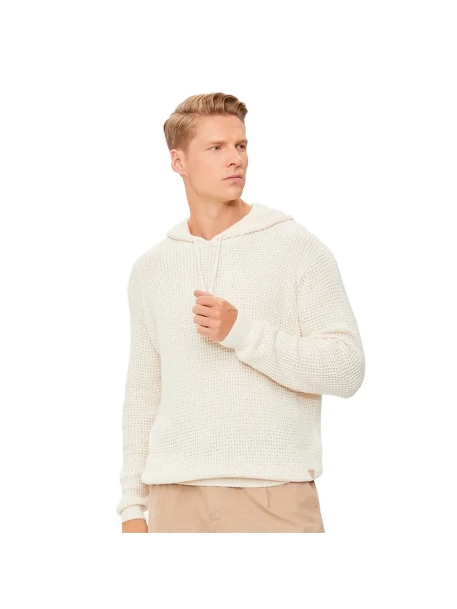 Lässiger Strick-Hoodie in Creme