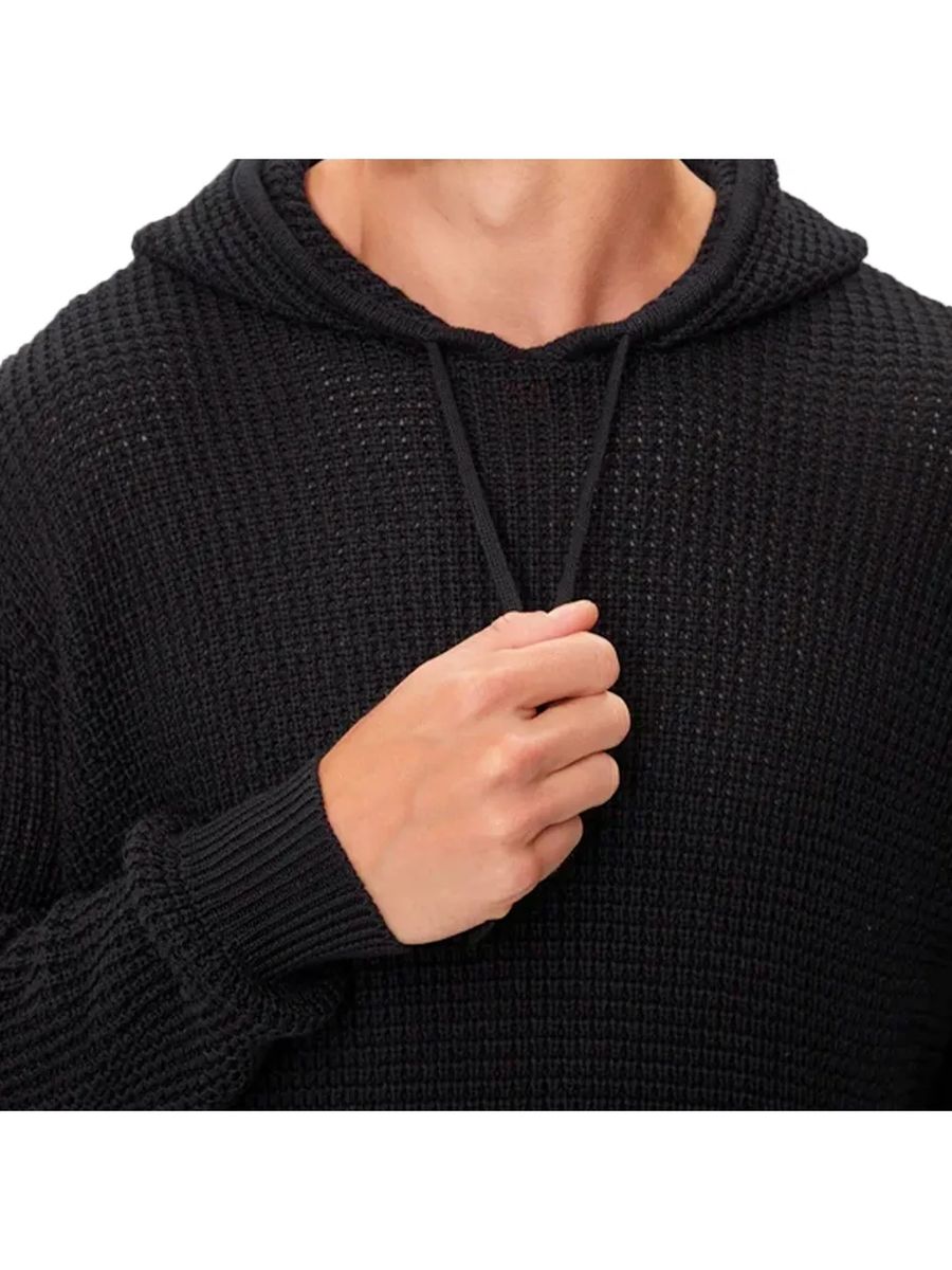 Strukturierter Waffelstrick-Kapuzenpullover