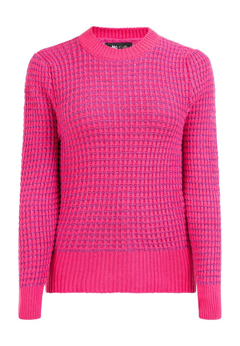 Strukturierter Strickpullover mit Puffärmeln