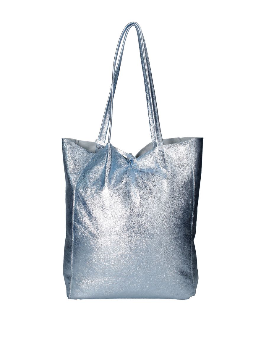 Metallic Leder-Shopper mit Kordelzug