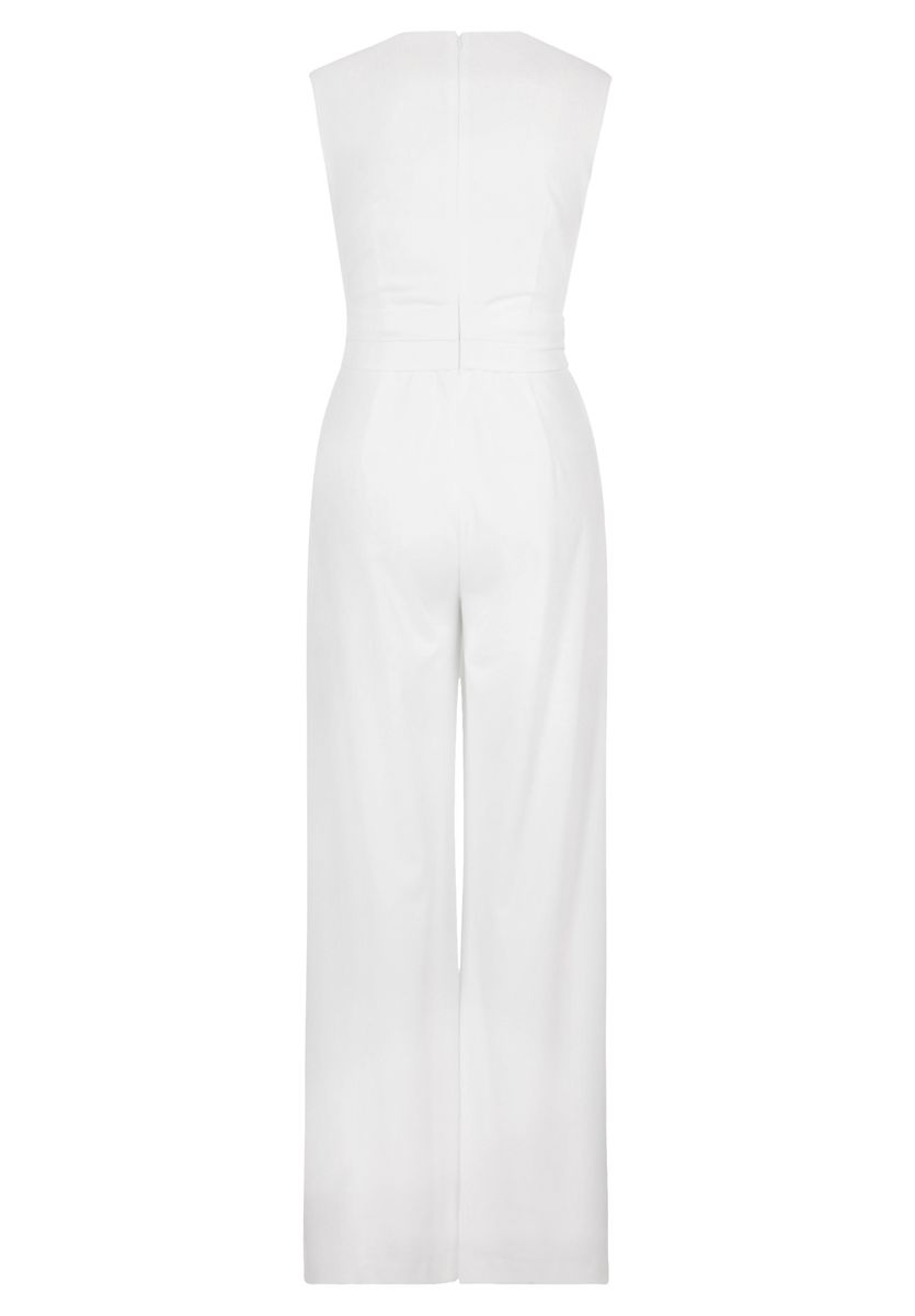 Eleganter ärmelloser Jumpsuit mit weitem Bein