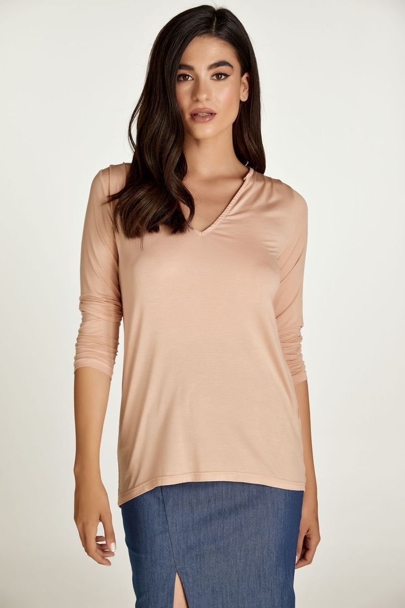 Staubrosa Langarmshirt mit V-Ausschnitt