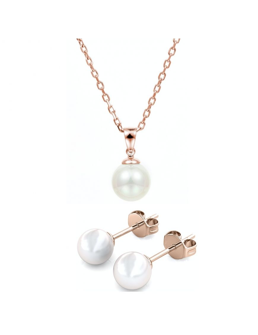 Perlen- und Roségold-Schmuckset