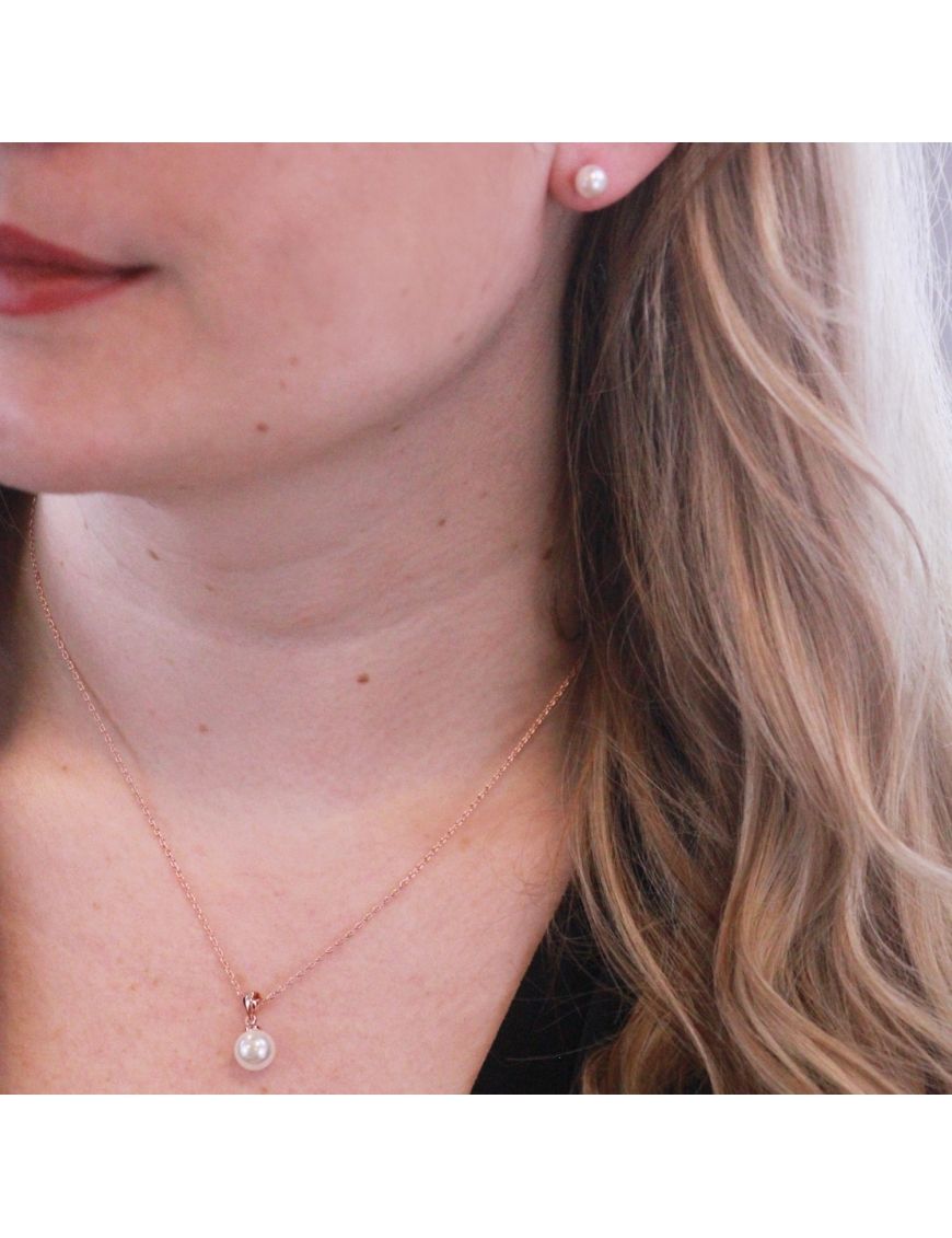 Perlen- und Roségold-Schmuckset