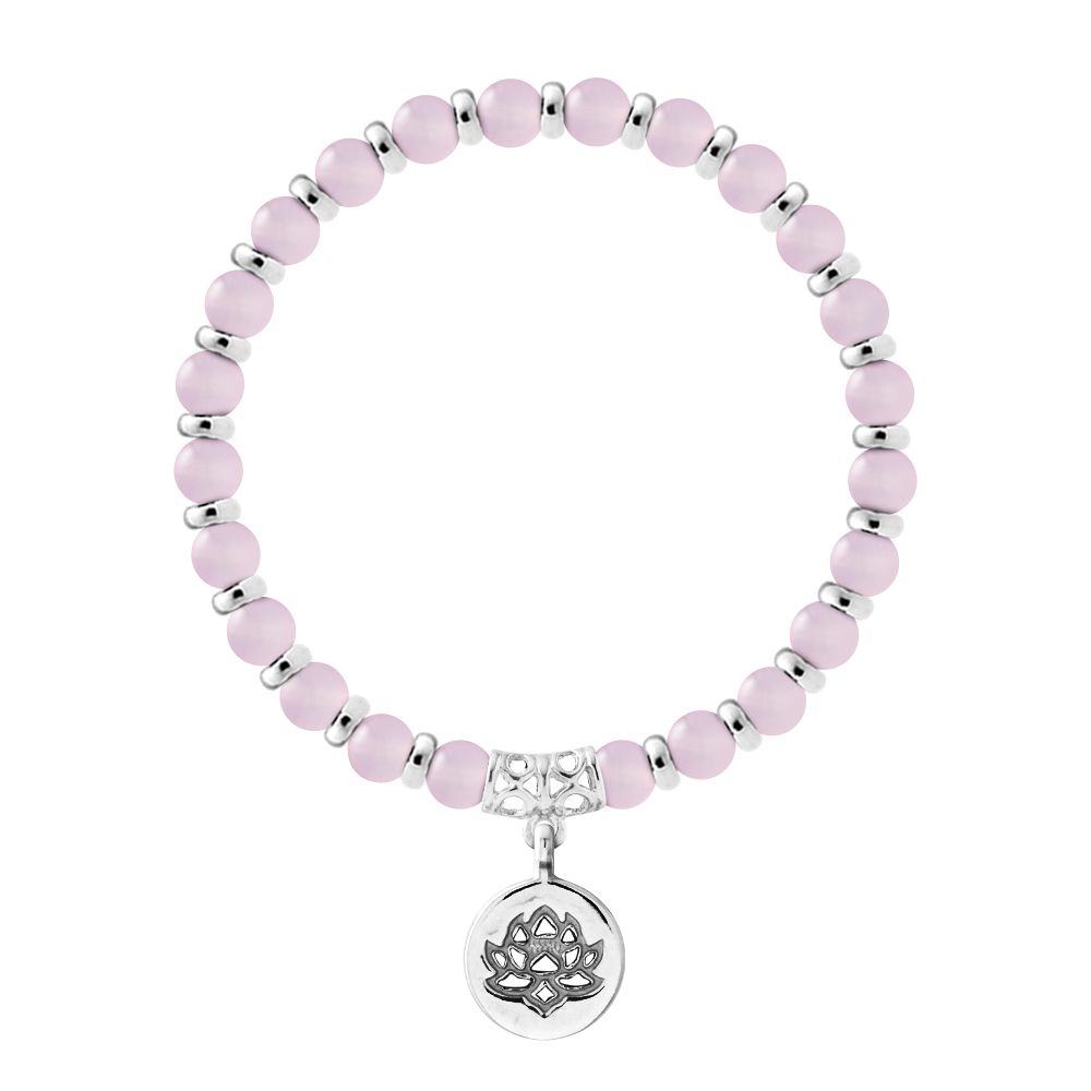 Rosa Quarz Sterling Silber Perlenarmband