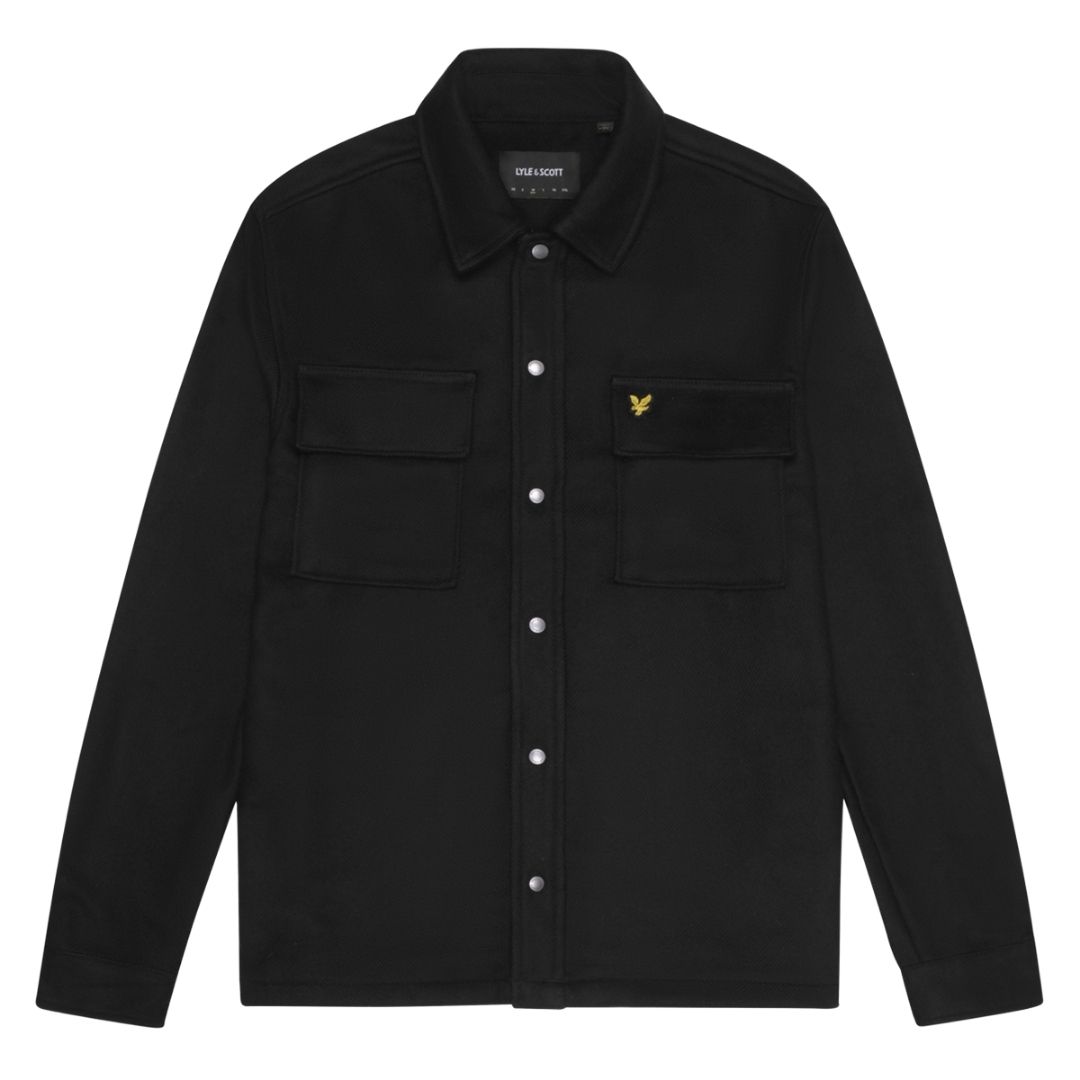 Schwarze Overshirt-Jacke mit Knopfleiste