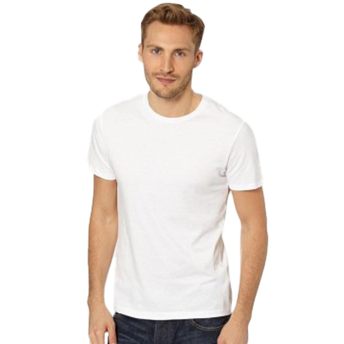 Herren Einfarbiges Weißes T-Shirt mit Rundhalsausschnitt