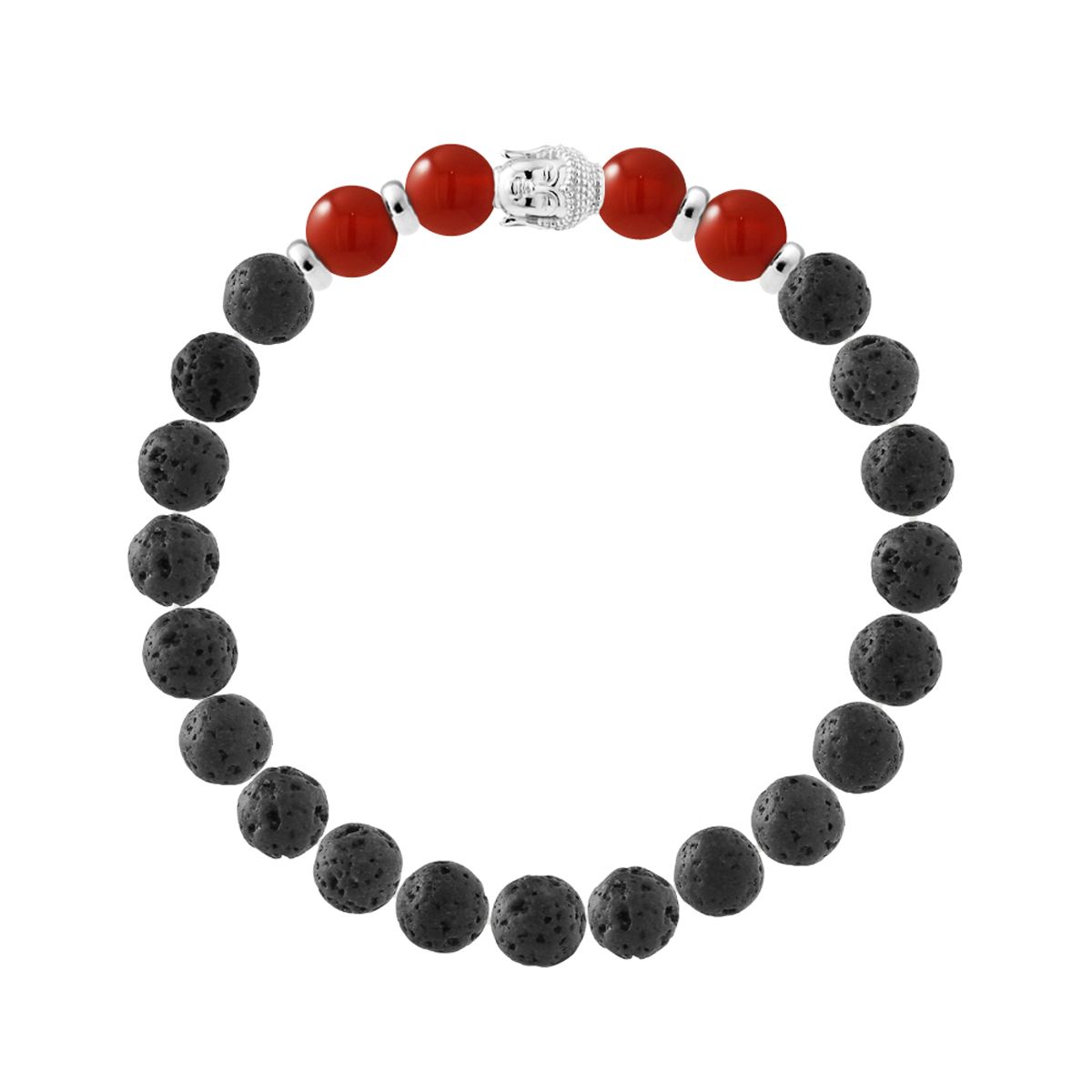 Armband aus Lavastein und Karneol