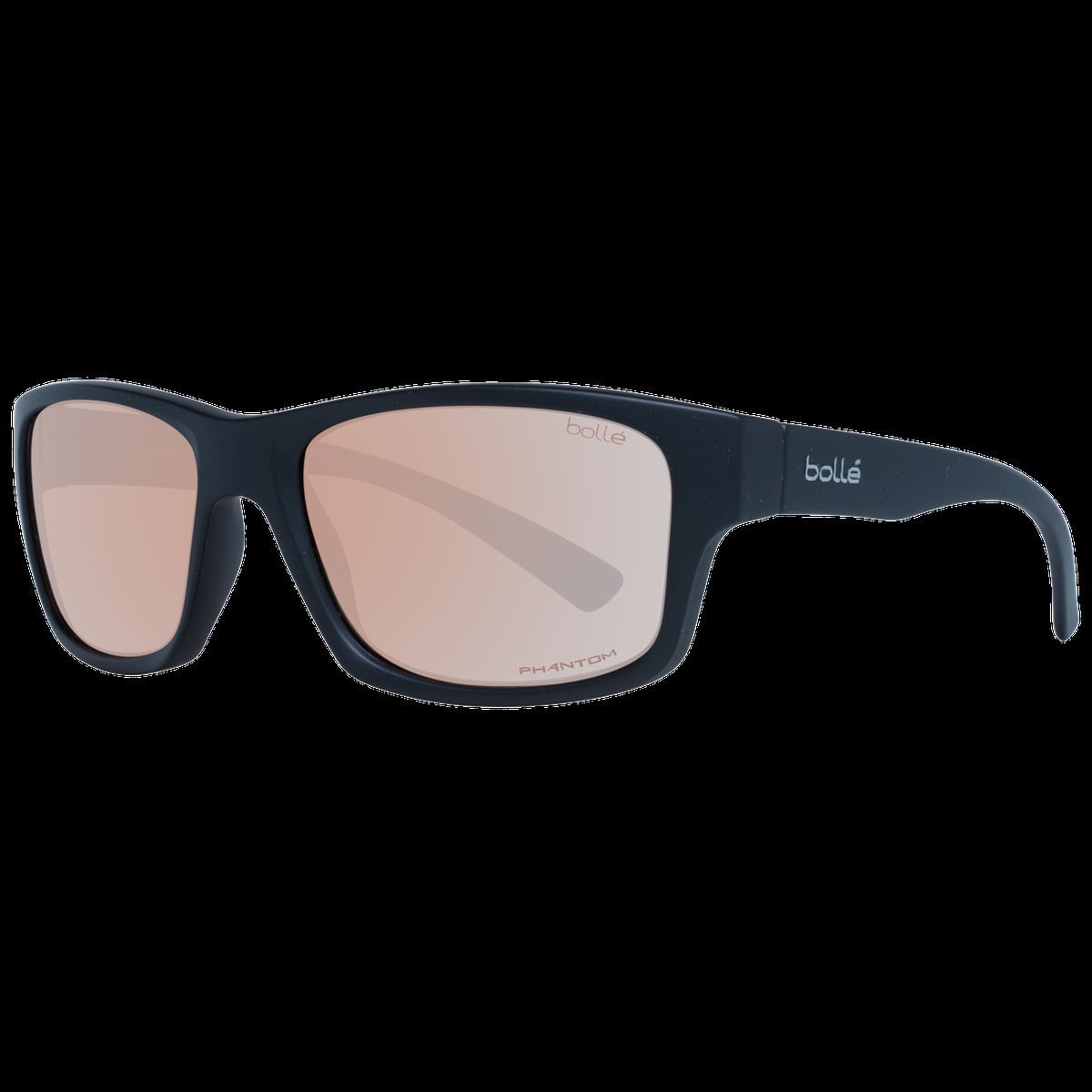 Rechteckige schwarze Sonnenbrille mit rosa Glas