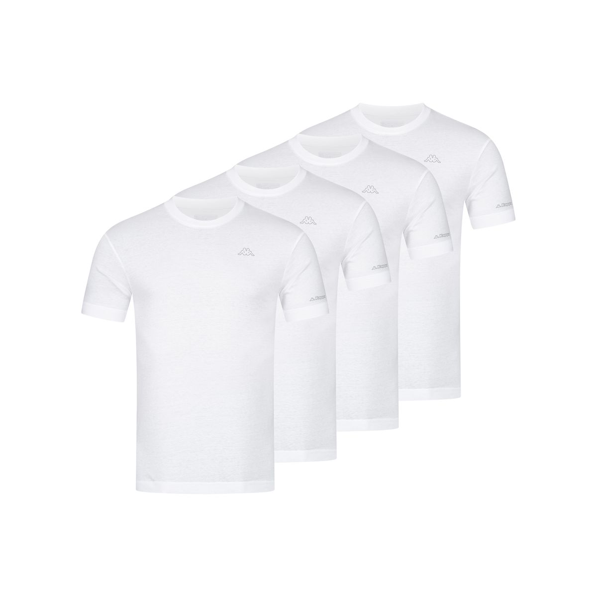 Basic Weißes Baumwoll T-Shirt Set mit Rundhalsausschnitt