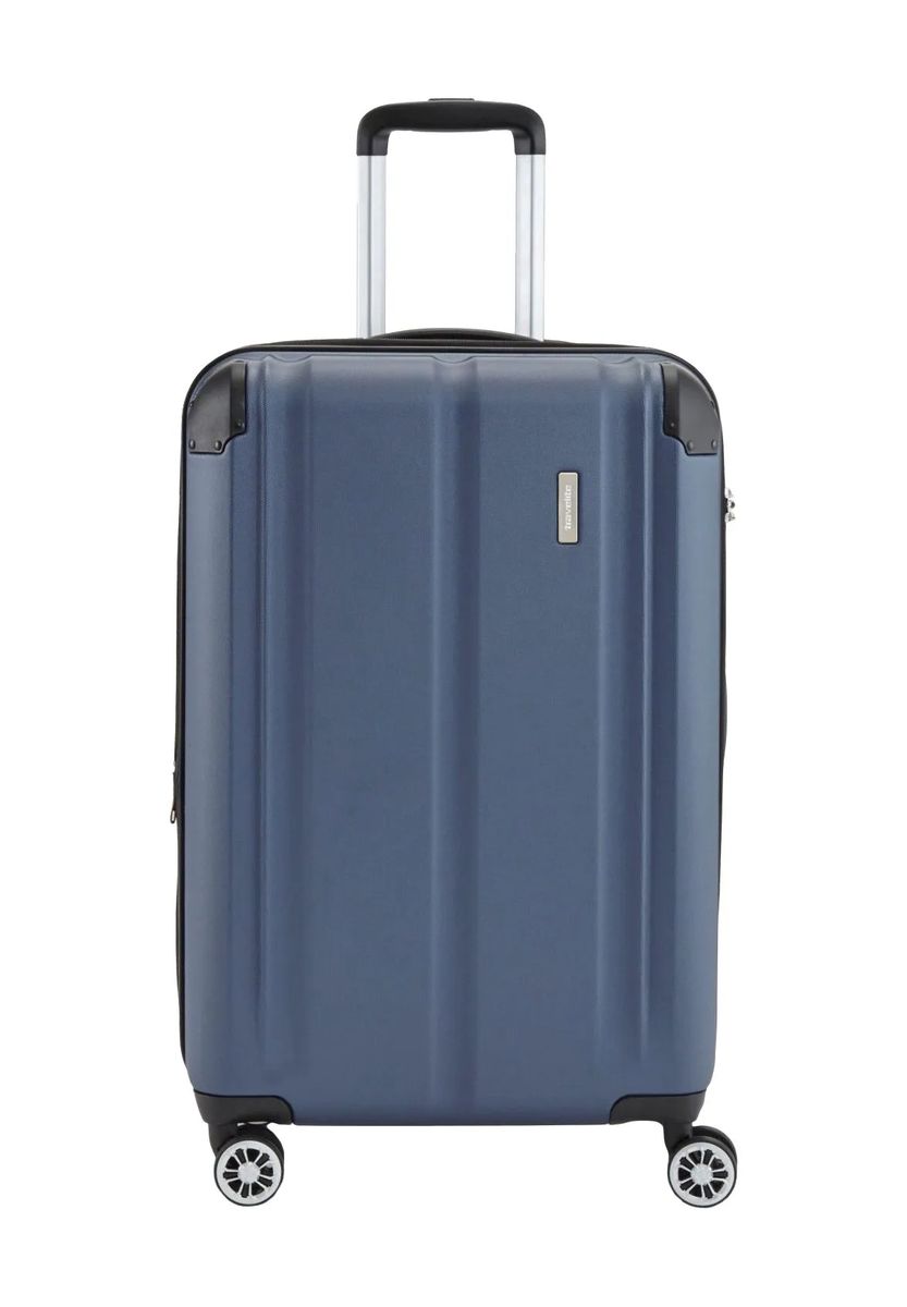 travelite 4-Rollen-Trolley, Hartschale, Kreuzspanngurte, TSA-Schloss, blau