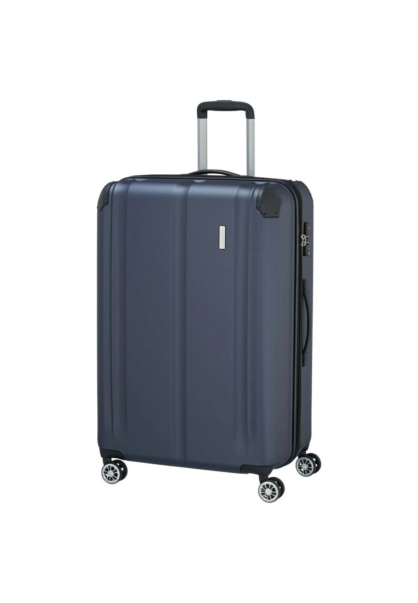 travelite 4-Rollen-Trolley, Hartschale, Kreuzspanngurte, TSA-Schloss, blau