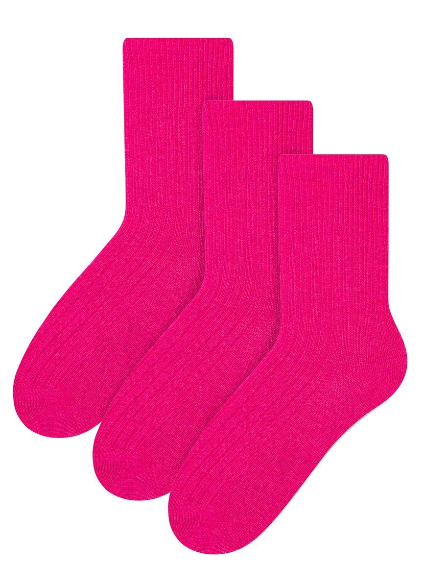 3 Paar Wollsocken für Damen | Steven | Atmungsaktive gepolsterte Damensocken Rosa