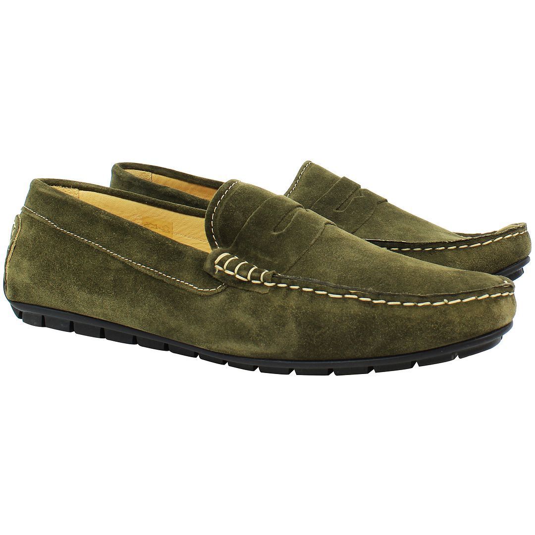 Herren Penny Loafer aus grünem Wildleder