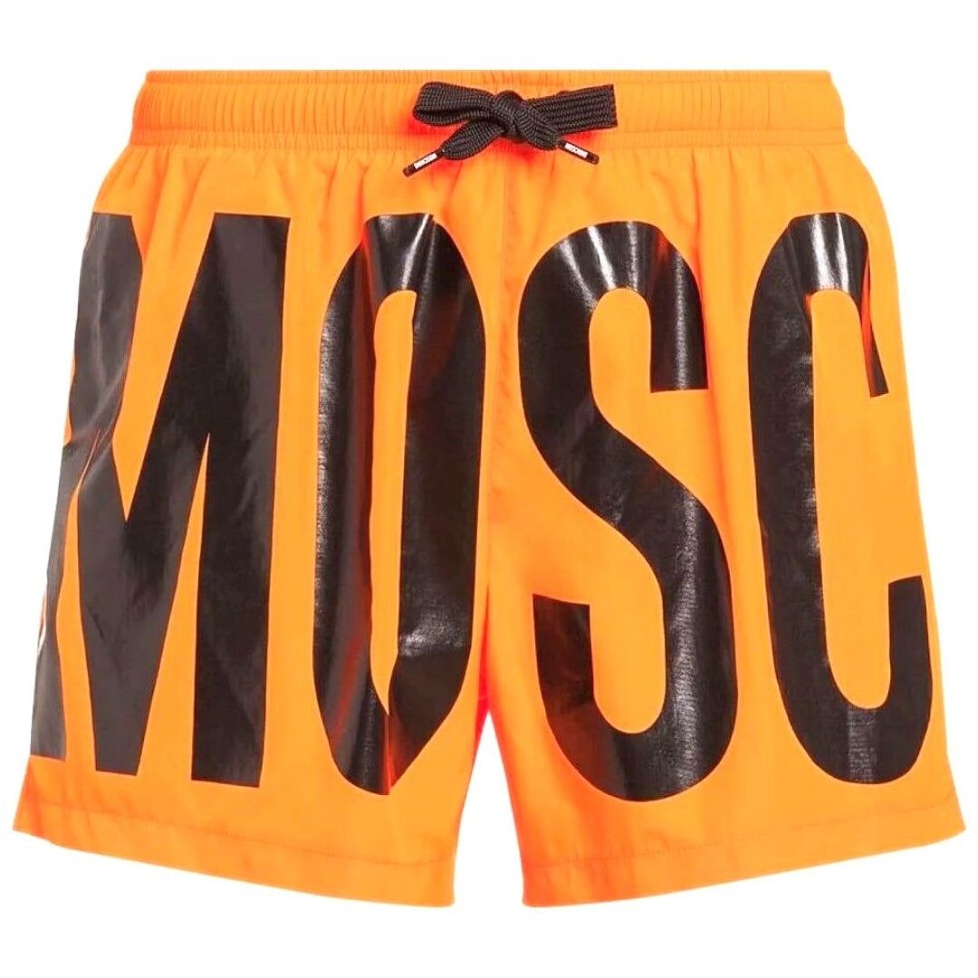 Leuchtend orangefarbene Logo-Badeshorts