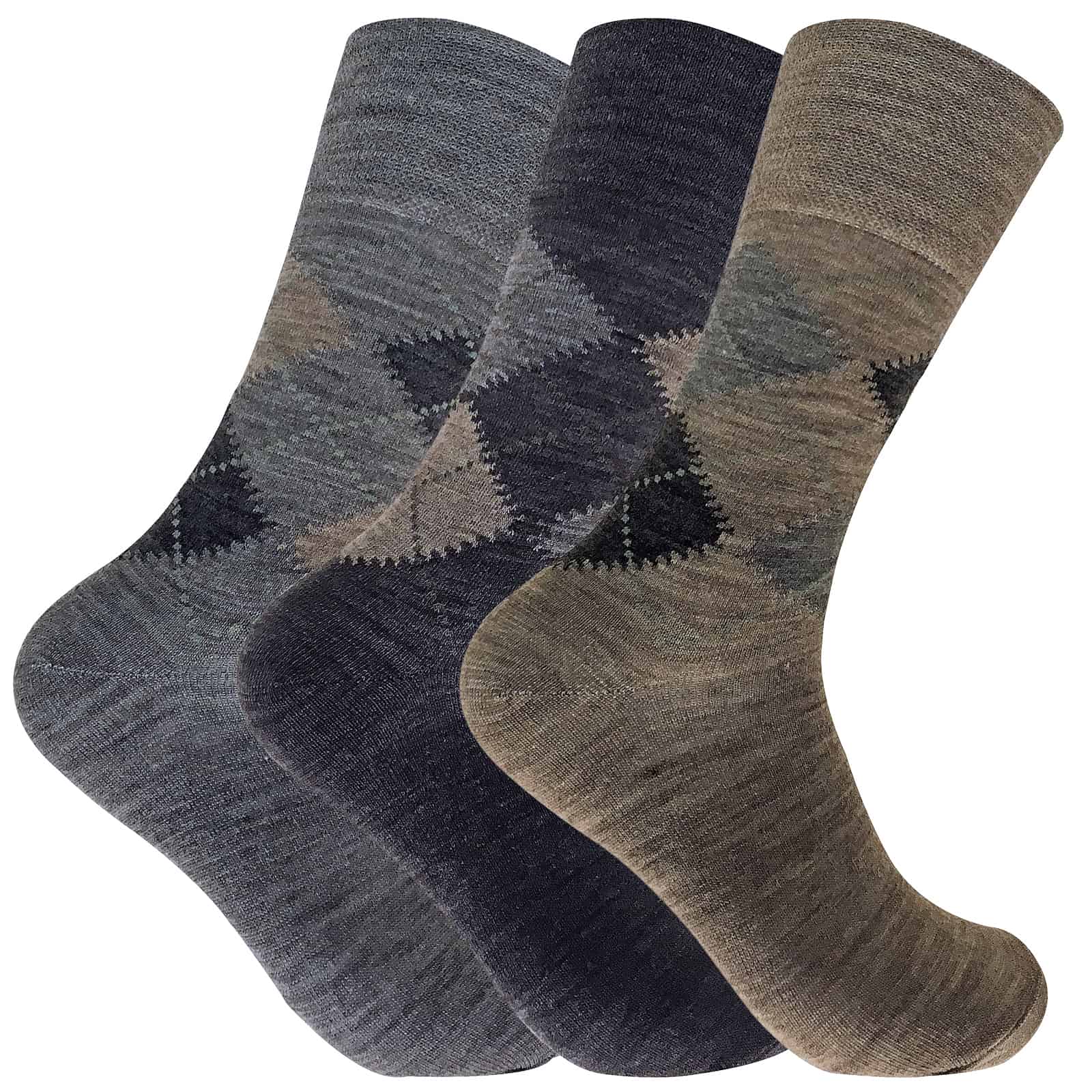 Herren Argyle Wollmischsocken