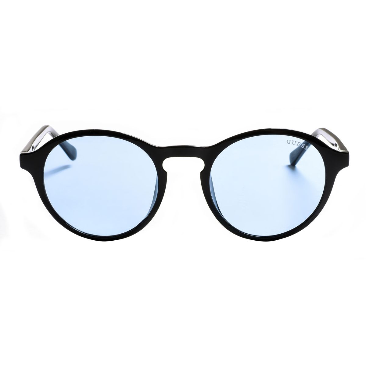 Runde Acetat-Sonnenbrille mit blauen Gläsern